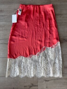 Wilfred Coral Slip Skirt in Fresco Pink-Red